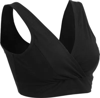 Produktbild von Baumwolle Reine Farbe Schwangere Frauen Drahtlose Stillen Mutterschaft Still-BHSchwarz XL