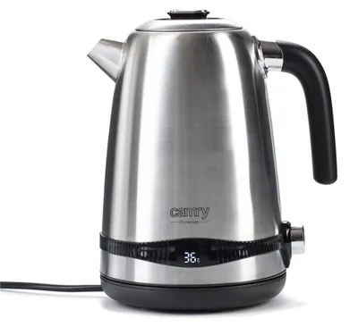 Wasserkocher 1,7 L, Edelstahl, schwarz, 2200 W, Warmhaltefunktion