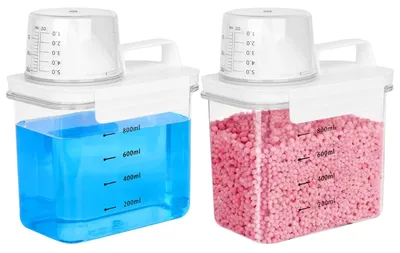 Immagine prodotto di Contenitore dosatore detersivo in polvere - Barattolo ermetico 1100 ml - Set da 2 pezzi - Con misurino