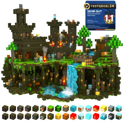 Produktbild von Magnetische Bausteine Ritterburg 80 Teile | Magnetwürfel für Kinder ab 3