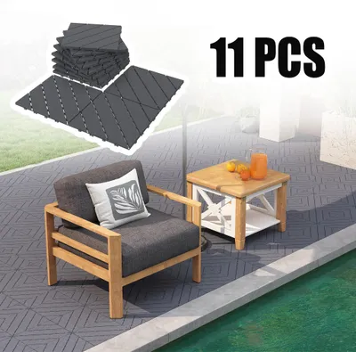 Obrázok produktu pre YARDIN PE Modulárne terasové a balkónové dlaždice, vzor 3 (diagonálny vzor), antracitová farba, 30x30 cm, vzhľad dreva, odolné voči poveternostným vplyvom, UV odolné, 11 kusov (1 m²)