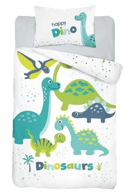 Obrázok produktu pre DETEXPOL Bambusové obliečky do postieľky Dinosaurus green Bavlna, Bambus, 100/135, 40/60 cm