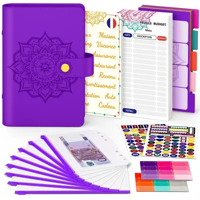 Produktbild von Budgetplaner mit 12 Geldtaschen - Deutscher Budgetbinder - Haushaltsbuch - Budgetplaner mit Geldenveloppen - Inklusive Aufkleber - Ideal für Finanzübersicht