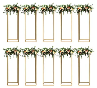 Produktbild von Blumenständer Hochzeit Gold 10 Blumentreppen Metall Blumenregal für Dekoration in Bars, Hotels und Cafés