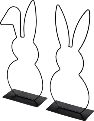 Produktbild von 2er Set Hase Aufsteller Metall H50cm Schwarz Osterdeko Tischdeko Frühlingsdeko