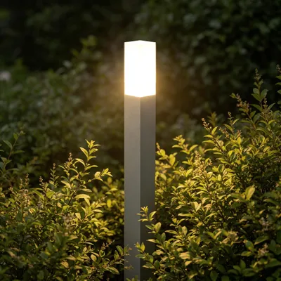 Produktbild von Mai & Mai Pollerleucht Standleuchte Wegeleucht aus Aluminium für den Außenbereich, 80 cm Höhe IP65 Schutzklasse LED 3000K Sandgrau dunkel Deus Lumina