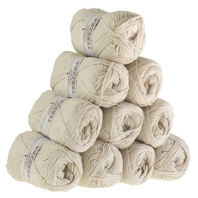 Produktbild von 10 x 50g Strickgarn Terezka 100% Baumwolle Baumwollgarn Häkelgarn, Farbe:beige