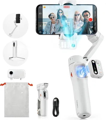 Imagen del producto de Estabilizador para smartphone Fernauslöser Hohem V3, con estabilizador de 3 ejes mejorado, rastreador AI magnético, control remoto desmontable e integrado