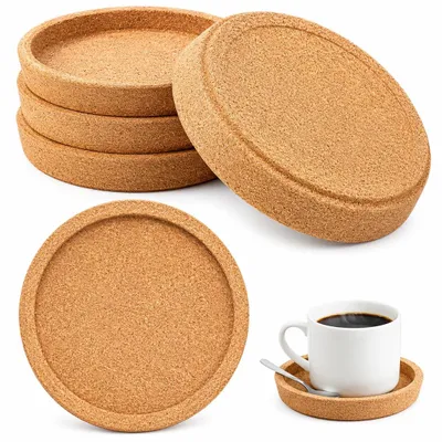 Korkuntersetzer 6 Stück, rund, Naturkork, Ø 10 cm, Tischschutz