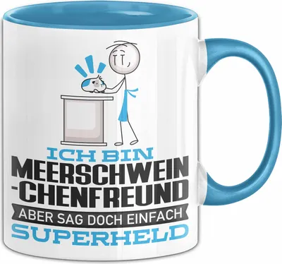 Produktbild von Meerschweinchenfreund Geschenk Tasse Ich Bin Meerschweinchenfreund Aber Sag Doch Einfach Superheld Lustige Geschenkdiee für Meerschweinchenfreund Kaffee-Becher (Blau)