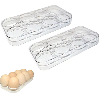 Eierhalter für Kühlschrank, 2 Stück, für je 8 Eier, transparent, Kunststoff