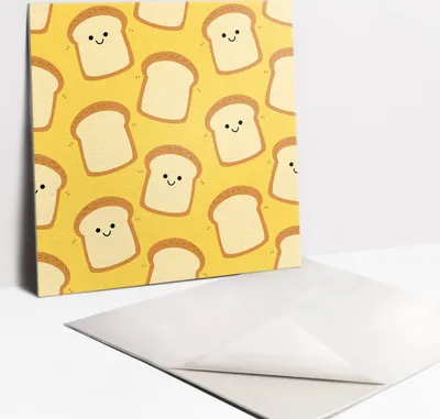 Produktbild von Fliesenaufkleber Set - 9 Stück Selbstklebende PVC Fliesen-Designs - Für Bad und Küche 30 x 30 - Lächelnde Cartoon -Toast