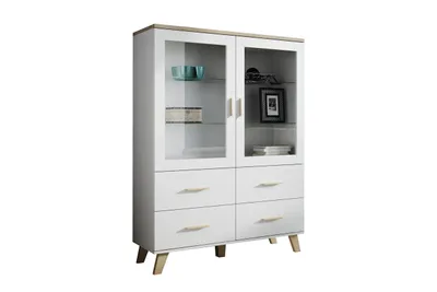 Newroom Vitrine 'Sonoma Eiche' – 146x137x41 Cm, Glasvitrine Mit Regal, Moderner Schrank
