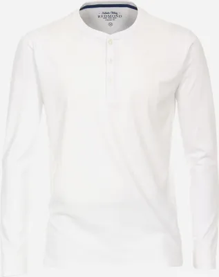 Produktbild von REDMOND Casual Henley Shirt Langarm Knopfleiste Regular Fit Baumwolle Jersey uni Weiß XXL