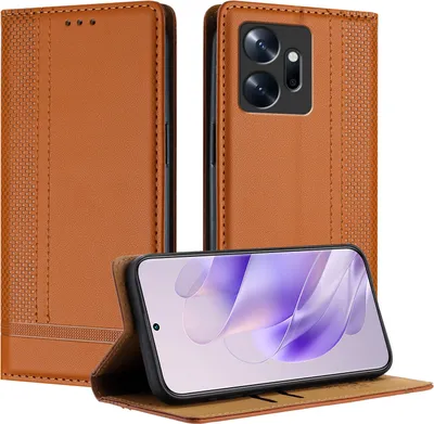 Produktbild von Handyhülle für Infinix Zero 20 Leder Flip Klappbare Schutzhülle mit Standfunktion Braun
