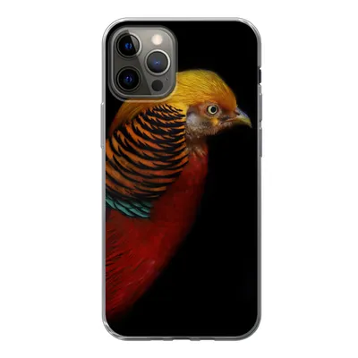 Produktbild von MuchoWow® Handyhülle Schutzhülle Hülle für iPhone 13 Pro Vogel - Federn - Schwarz - Porträt Silikon Softcase Handy Hülle