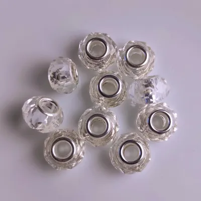 Immagine prodotto di Perline distanziatrici a foro largo rondelle sfaccettate, 14 mm, 10 pezzi, bianco