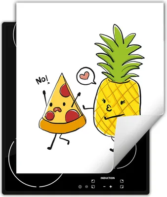 Produktbild von DarHaus Herdabdeckplatte 45x52 cm Anti Rutsch Matte Aufrollbar, Pizza - Ananas