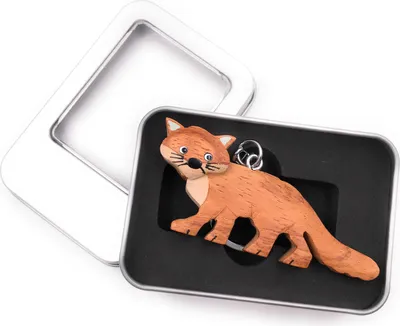 Produktbild von Schlüsselanhänger Holz Fuchs Rotfuchs Wildhund Raubtier Waldtier Anhänger in Geschenkbox