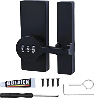 Productafbeelding van Schuifdeurslot 180°, 3-cijferig combinatieslot, zinklegering, met schroeven, voor buiten