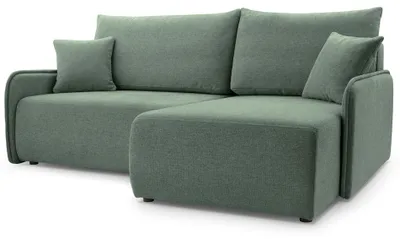 Produktbild von Selsey Netarro - Ecksofa mit Schlaffunktion, Bettkasten und Chenille-Bezug, salbeigrün, rechts