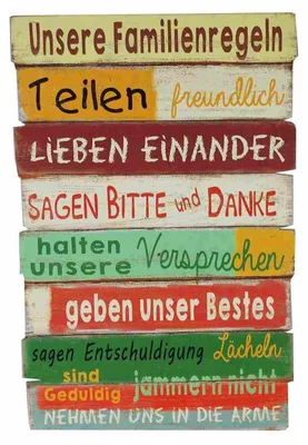 Produktbild von Holzschild Wandschild Holz Familienregeln Retroschild Vintage Schild