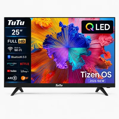 Produktbild von TuTu Tizen by Samsung Smart TV - LED Full HD - 25 Zoll/64 cm - Streaming-Apps - AirPlay - Hotelmodus - HDMI x3, USB x2, CI+ - Tripple Tuner DVB-T/T2/S/S2/C - Randlos Design - TU25Q1FQ-T8