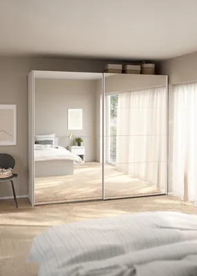 Productafbeelding van Kledingkast Catania Wit Schuifdeuren Met Spiegel 244x220cm - Giga Living