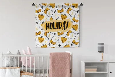 Produktbild von MuchoWow® Wandteppich Wandbehang Gelb - Schwarz - Sommer 90x90 cm Tapisserie Dekoration Wandtuch - Wandaufhänger