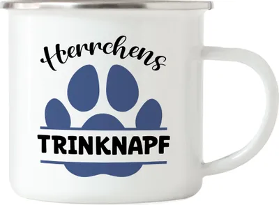 Produktbild von Herrchens Trinknapf Emaille Tasse Hund Hunde Pfote Liebe Hundeliebhaber Tierliebe Vierbeiner Gassi Haustier