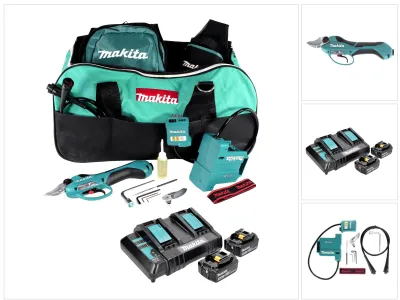 Obrázok produktu pre Makita DUP 361 CT akumulátorové nožnice na vinič a konáre 36 V (2x 18 V) + 2x akumulátor 5,0 Ah + dvojitá nabíjačka + taška
