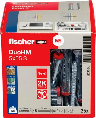 Obrázok produktu pre fischer Dutinové hmoždinky DuoHM 5x55, S TX, balenie po 50 ks.