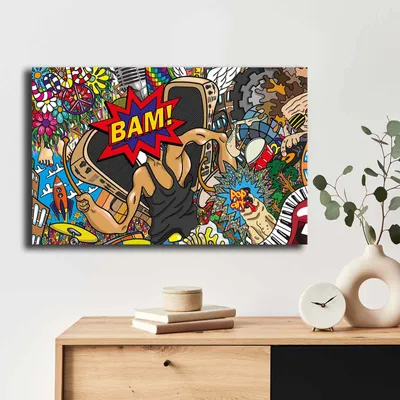 Image de Wallity, 4570POP-013, Peinture décorative sur toile, Multicolore, 100 % TOILE, 45 x 70 cm