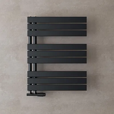 Image de doporro Radiateur de Salle de Bain Sèche-Serviette 76x60cm Radiateur à Eau Chaude Gris Noir Sèche-Serviettes Design FN