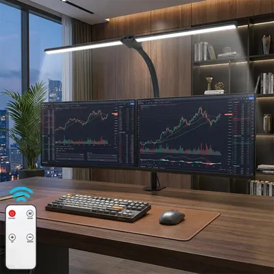Produktbild von Monitor Lampe LED Schreibtischlampe mit Klemme und Fernbedienung 24W Augenschutz Tischlampe Leselampe Klemmleuchte Buerolampe mit 5 Lichtfarbe und Helligkeit  für Haus, Büro, Lesen, Studie