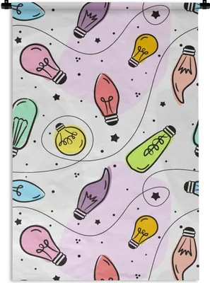 Produktbild von MuchoWow® Wandteppich Wandbehang Pastell - Regenbogen - Lampe - Muster 60x90 cm Tapisserie Dekoration Wandtuch - Foto-Teppich - Abwaschbar