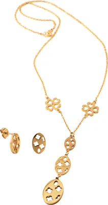 Produktbild von Steuer Modeschmuck Ohrringe, Anhänger mit Kette Metall 47cm gelb ohne 445000034