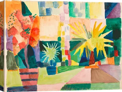 Produktbild von Kunstdruck auf Leinwand – August Macke, Garten am Thunersee – 100 x 70 cm
