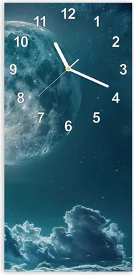 Produktbild von Wanduhr aus Glas mit Motiv Mond über Wolken- 30 x 60 cm - inkl. Aufhängesystem