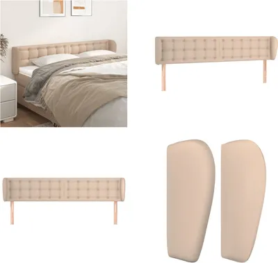 Produktbild von vidaXL Kopfteil mit Ohren Cappuccino Braun 203x23x78/88 cm Kunstleder - Kopfteil - Kopfteile - Bett-Kopfteil - Bettkopfteil