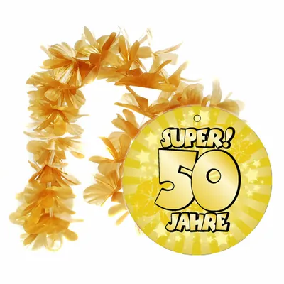 Produktbild von 1 Hawaii - Kette 50 Gold Goldene Hochzeit Geschenkartikel Deko Geburtstag 50