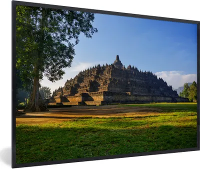 Produktbild von MuchoWow® Gerahmtes Poster Klarer blauer Himmel über Borobudur in Indonesien 90x60 cm - Poster mit Schwarzem Bilderrahmen Wandposter Rahmen Foto Bilder - Fotorahmen - Foto-Plakat