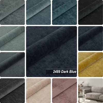Produktbild von Möbelstoff Polsterstoff | ROSE LAND 2489 | Meterware Möbelstoff Velours Chenille-Stoff | Dark Blue