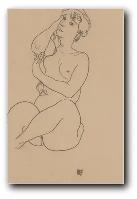 Produktbild von Kunstdruck „Sitzender weiblicher Akt“ von Egon Schiele – 60×90 cm – ungerahmt