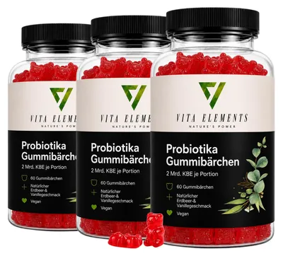 Vita Elements Probiotica Gummybeertjes, set van 3.