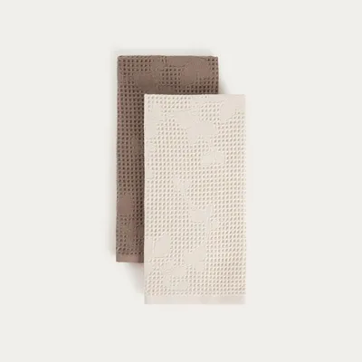 Produktbild von HOMLA TAREN-Set aus Baumwoll-Küchentüchern mit Jacquard-Blumenmuster, 2 Stück à 40 x 60 cm