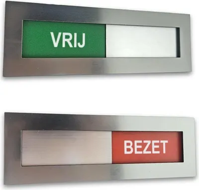 Produktbild von CombiCraft Schiebeschild "Vrij-Bezet" mit Klebeband, 145 x 48 mm - 1 Stück