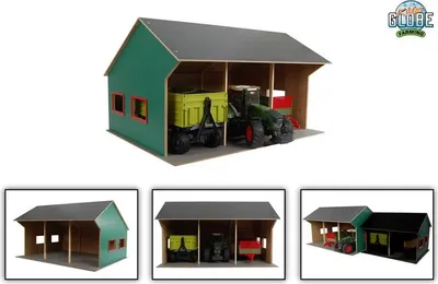 Obrázok produktu pre Kids Globe Landwirtschaftsschuppen für 3 Fahrzeuge 1:16, Länge 75,5cm