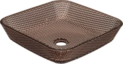 Produktbild von Mai & Mai Waschbecken Glas Aufsatzwaschbecken Glaswaschbecken Handwaschbecken Rechteckig Waschschale Oval Kaffee ohne Hahnloch BxTxH 40x40x11 cm Minerva03