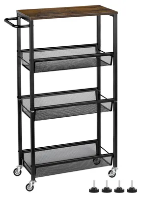 Immagine prodotto di Carrello sottile per la dispensa con 4 ripiani – Soluzione di stoccaggio mobile